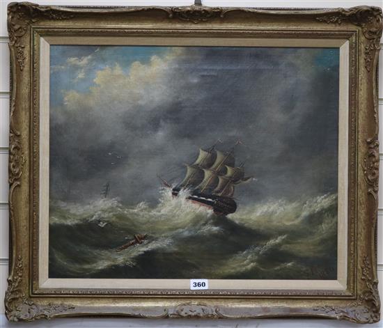 S. Roberts Dutch merchantmen in a heavy sea 42 x 51cm